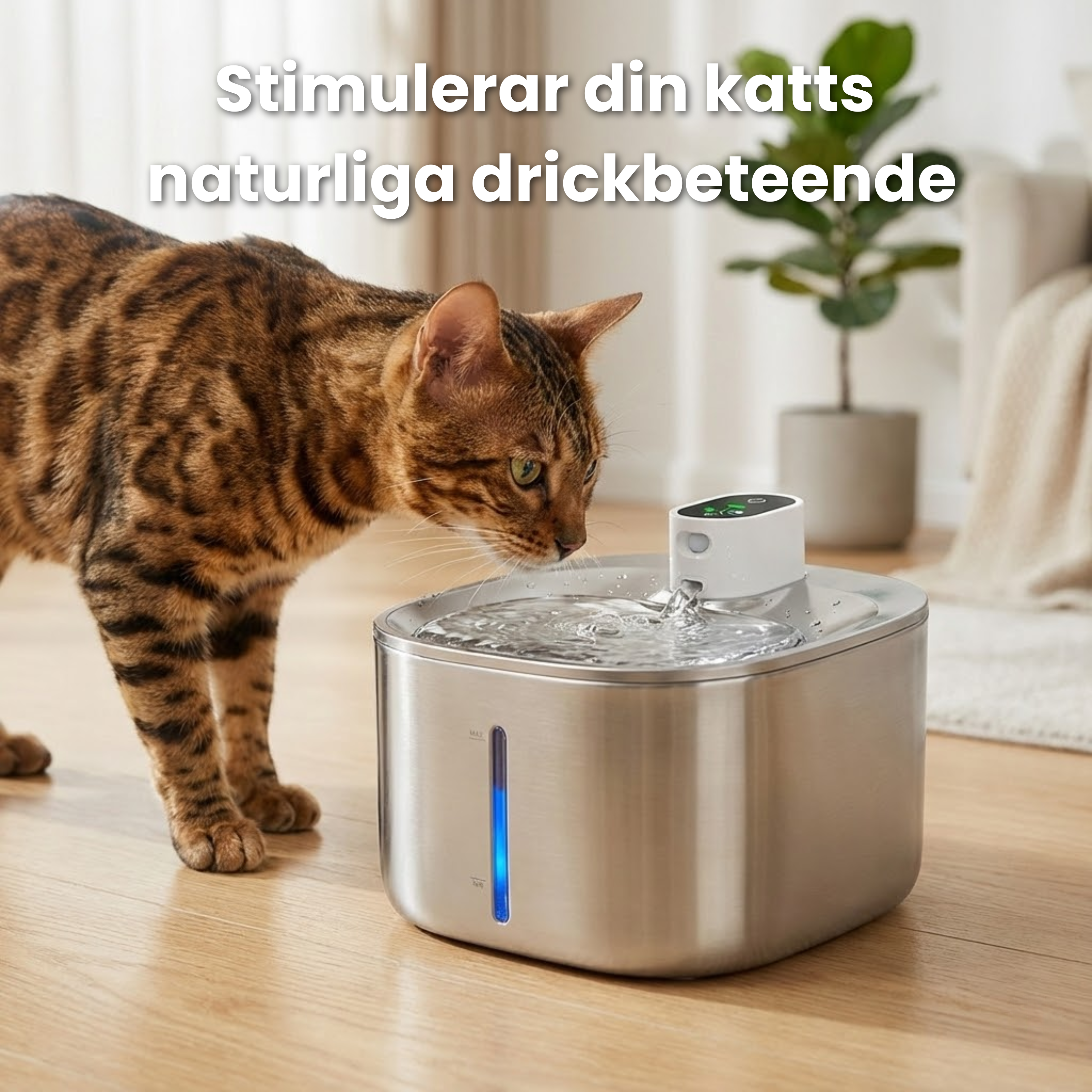 Kattellas Trådlösa Vattenfontän I Rostfritt Stål