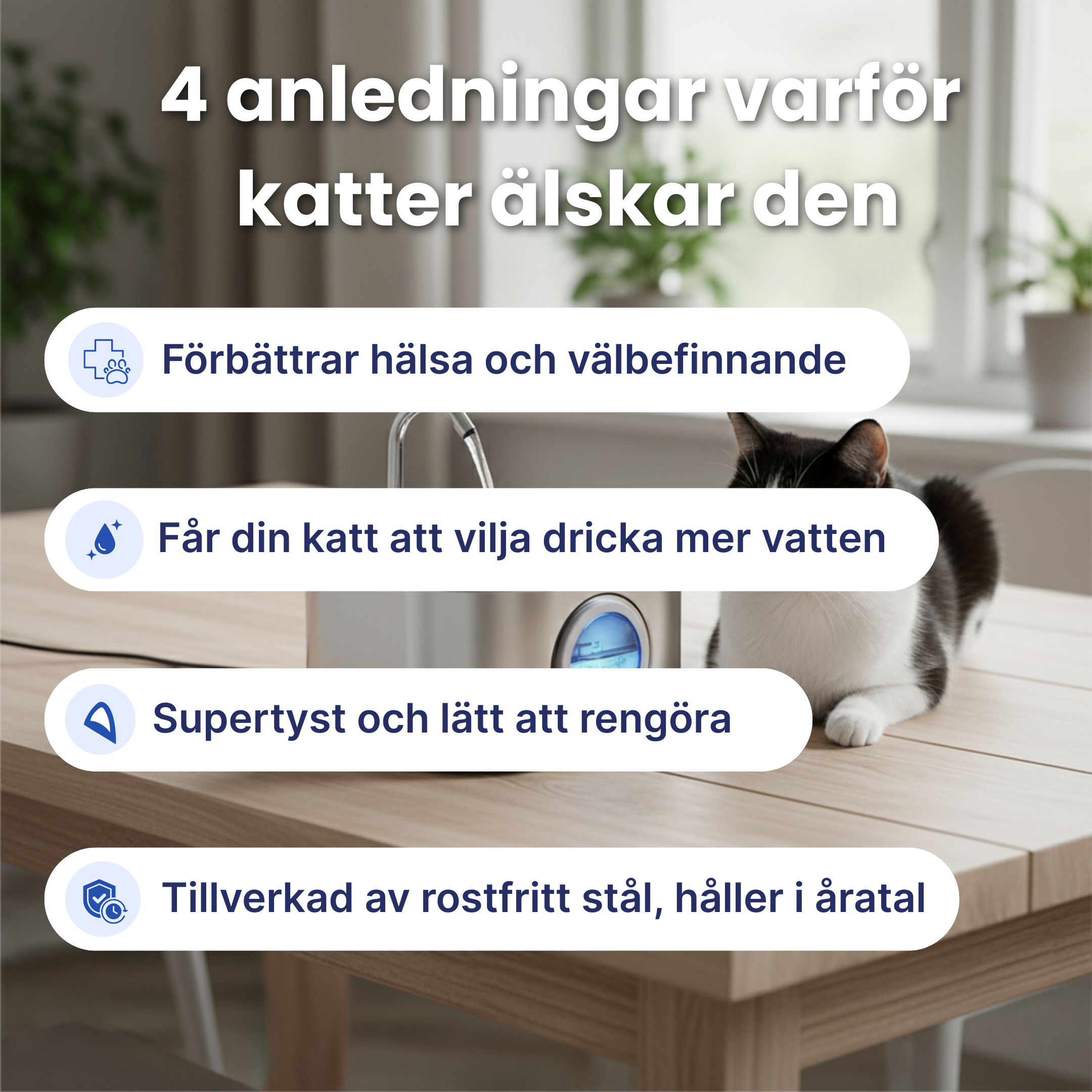 Kattellas Vattenfontän i Rostfritt Stål
