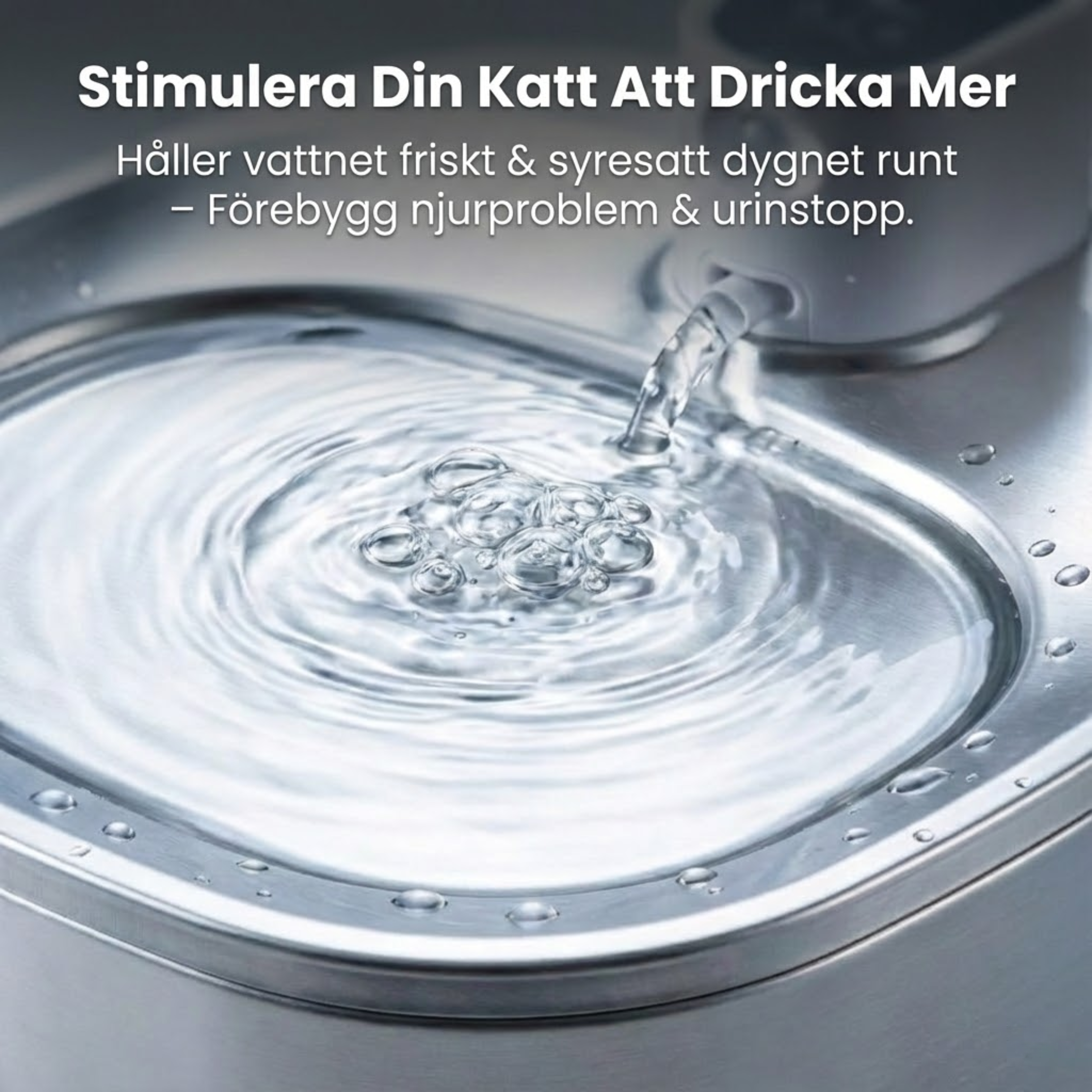 Kattellas Trådlösa Vattenfontän I Rostfritt Stål