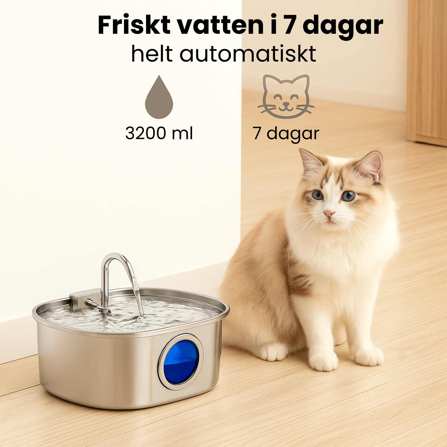 Kattellas Vattenfontän i Rostfritt Stål